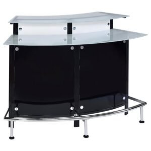 KEYSTONE CURVED GLASS TOP HOME BAR WINE CABINET BLACK