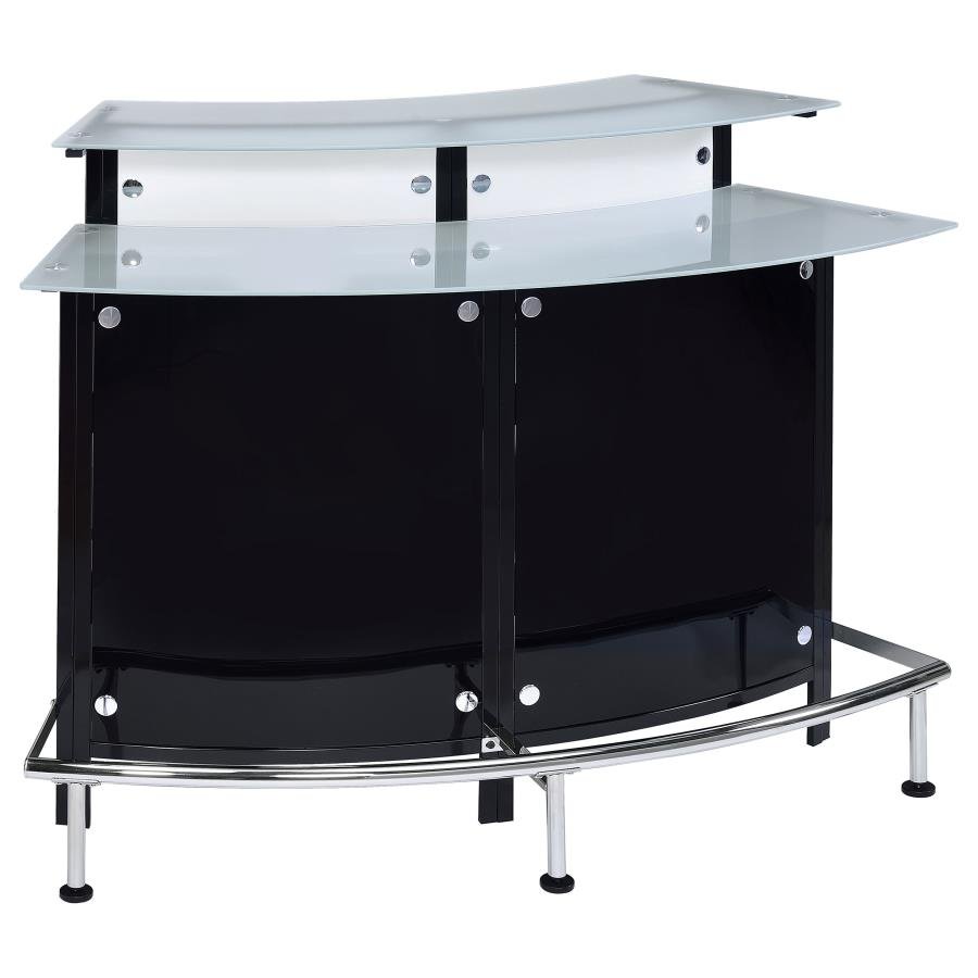 KEYSTONE CURVED GLASS TOP HOME BAR WINE CABINET BLACK