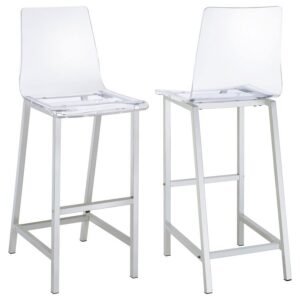 JUELIA CLEAR ACRYLIC BAR CHAIR CHROME (SET OF 2)