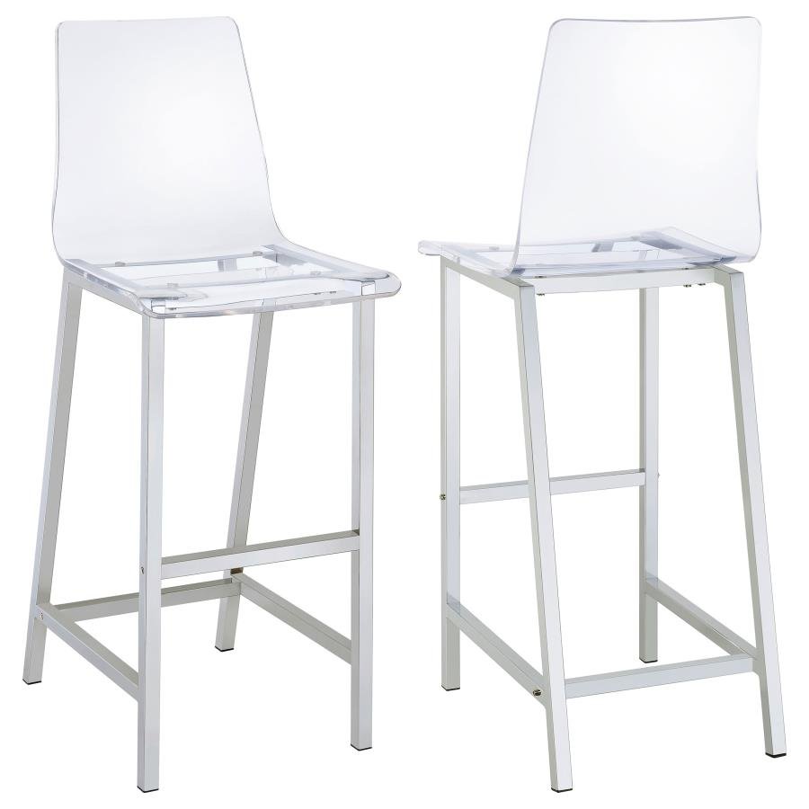 JUELIA CLEAR ACRYLIC BAR CHAIR CHROME (SET OF 2)