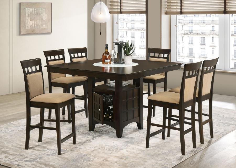 GABRIEL 7-PIECE SQUARE COUNTER HEIGHT DINING SET CAPPUCCINO