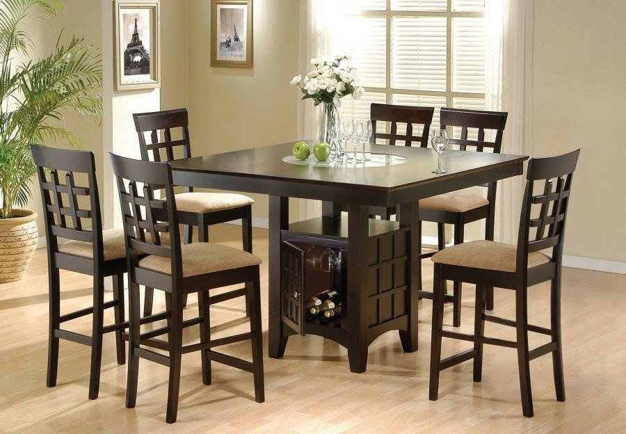 GABRIEL 7-PIECE SQUARE COUNTER HEIGHT DINING SET CAPPUCCINO
