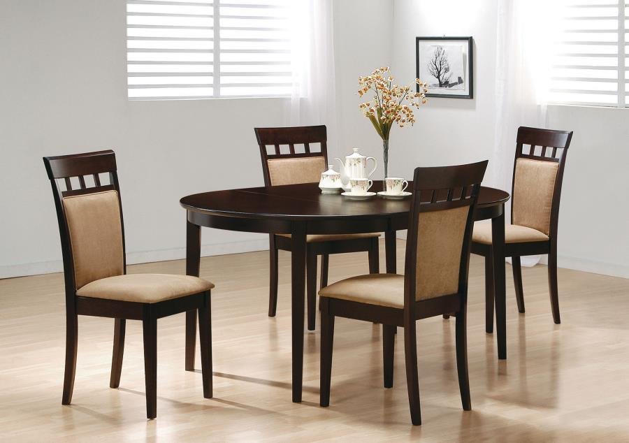 GABRIEL 5-PIECE EXTENSION LEAF DINING TABLE SET CAPPUCCINO