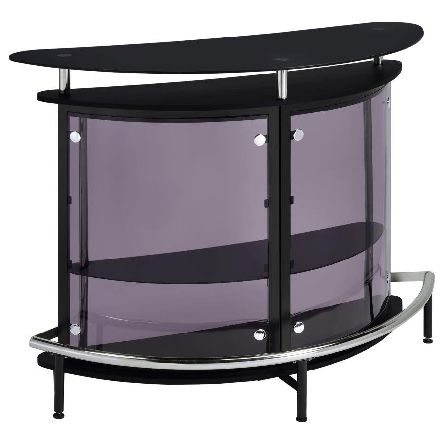 AMARILLO FREESTANDING GLASS TOP HOME BAR WINE CABINET BLACK