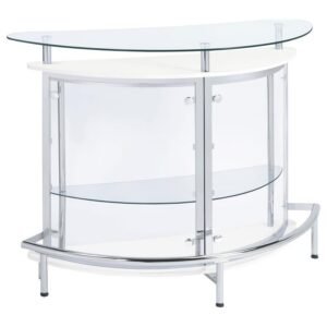 AMARILLO FREESTANDING GLASS TOP HOME BAR WINE CABINET WHITE