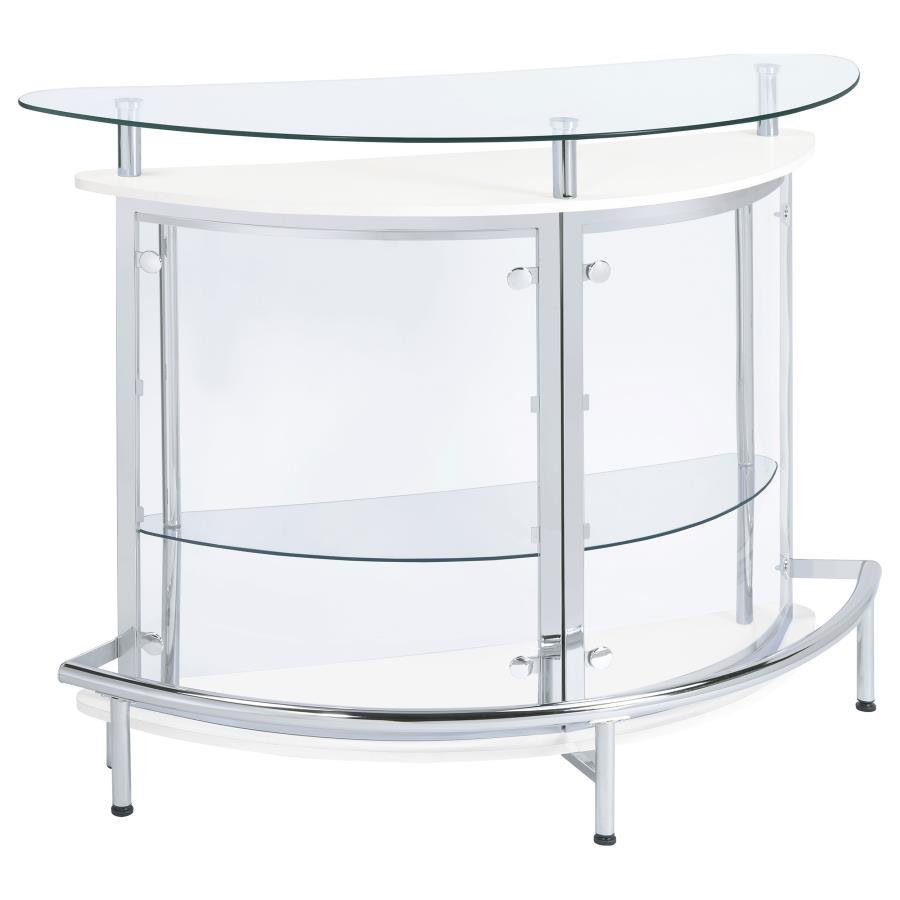AMARILLO FREESTANDING GLASS TOP HOME BAR WINE CABINET WHITE