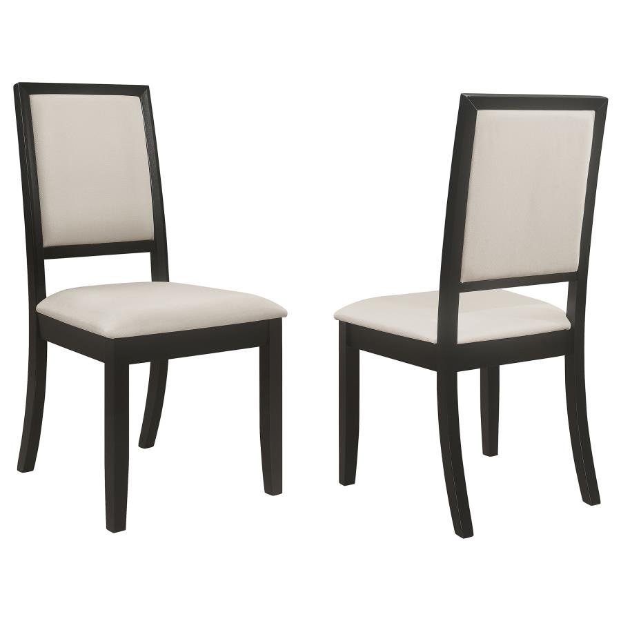 LOUISE UPHOLSTERED WOOD DINING SIDE CHAIR BLACK (SET OF 2)