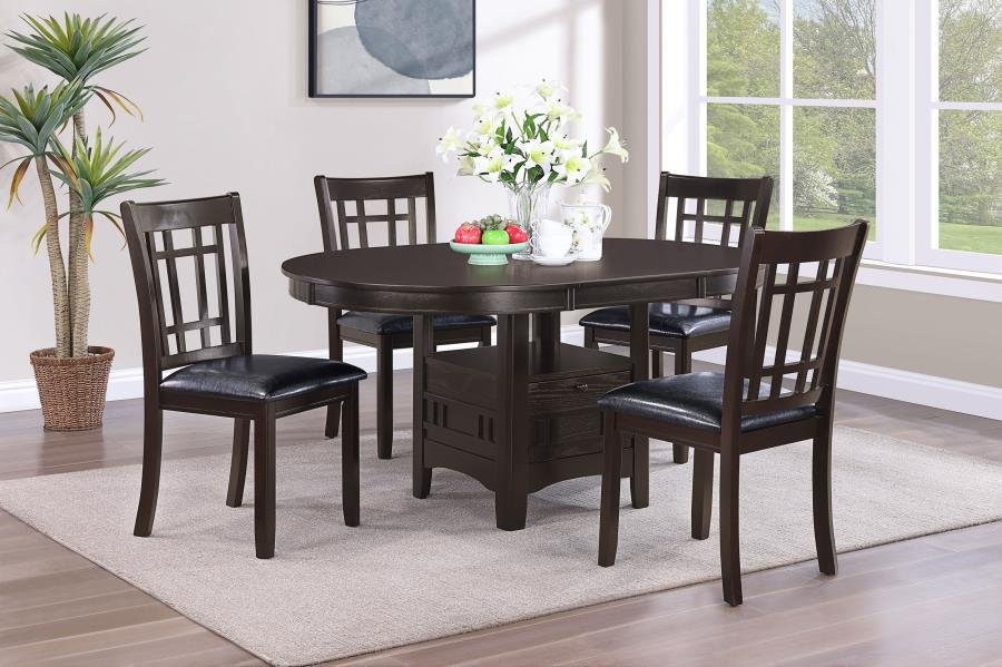 LAVON 5-PIECE OVAL EXTENSION LEAF DINING SET ESPRESSO