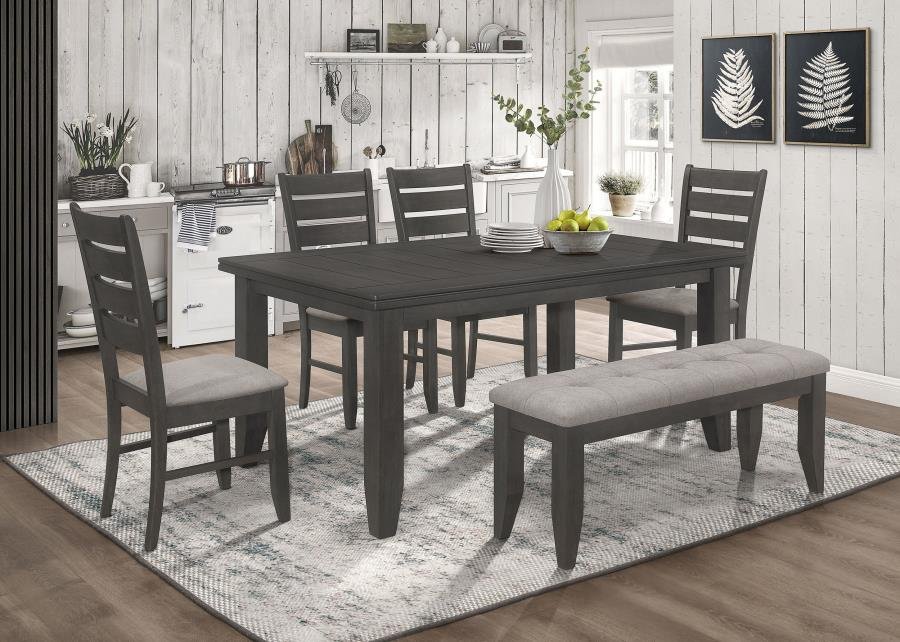 DALILA 6-PIECE RECTANGULAR DINING TABLE SET DARK GREY
