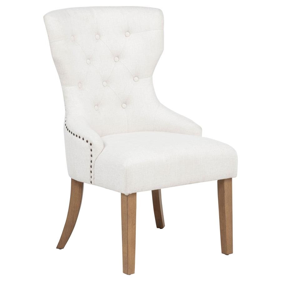 BANEY FABRIC UPHOLSTERED DINING SIDE CHAIR BEIGE AND RUSTIC GREY