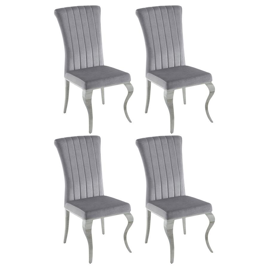 BETTY VELVET UPHOLSTERED DINING SIDE CHAIR GREY (SET OF 4)