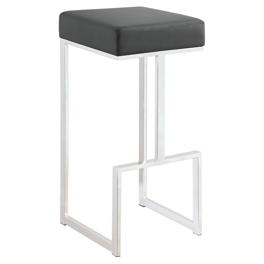 GERVASE SQUARE BAR STOOL GREY AND CHROME