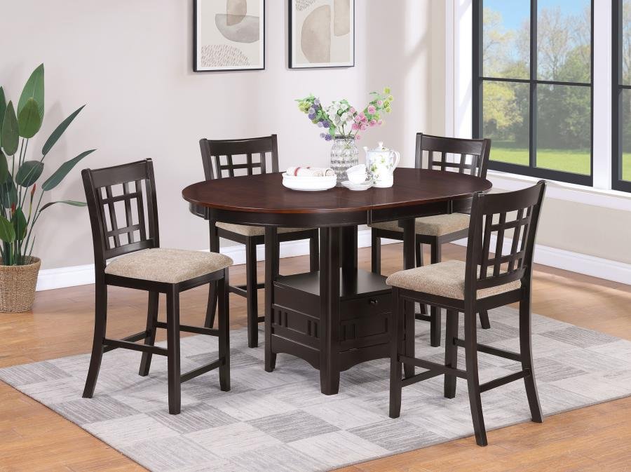 LAVON 5-PIECE OVAL COUNTER HEIGHT DINING SET LIGHT CHESTNUT