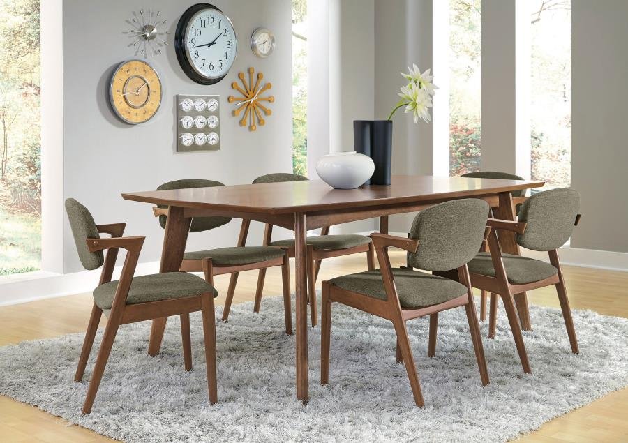 MALONE 7-PIECE RECTANGULAR DINING TABLE SET DARK WALNUT
