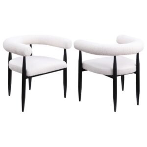 DUNMORE BOUCLE UPHOLSTERED DINING ARM CHAIR CREAM (SET OF 2)