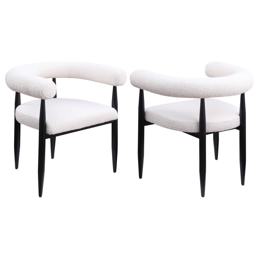 DUNMORE BOUCLE UPHOLSTERED DINING ARM CHAIR CREAM (SET OF 2)