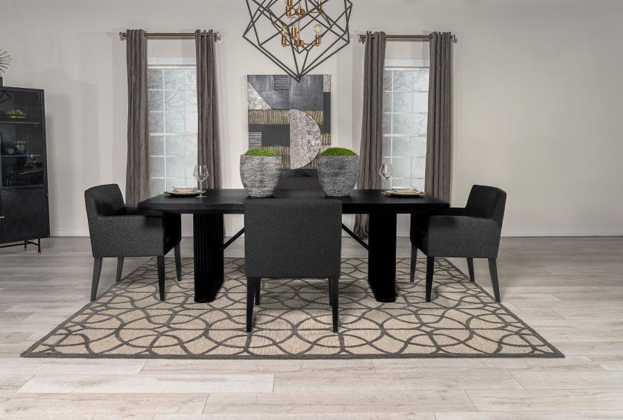 CATHERINE 5-PIECE RECTANGULAR DINING TABLE SET BLACK