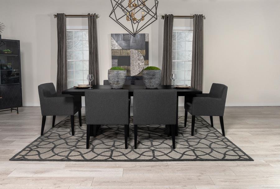 CATHERINE 7-PIECE RECTANGULAR DINING TABLE SET BLACK