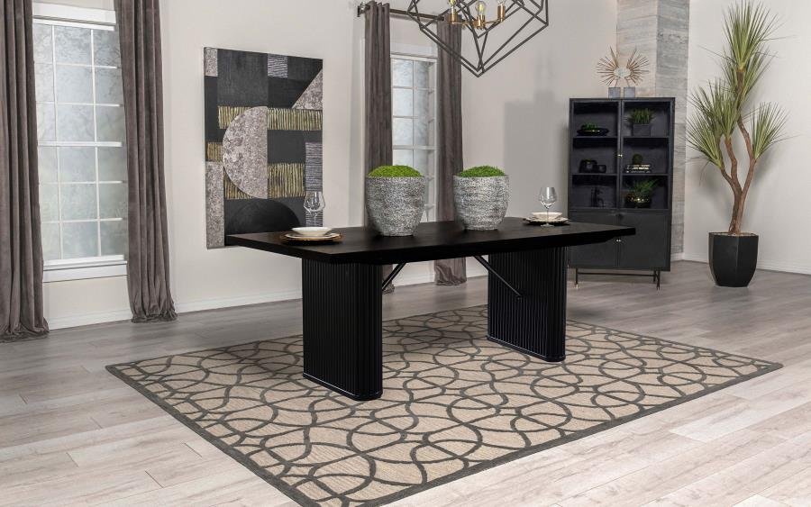 CATHERINE RECTANGULAR 84-INCH WOOD DINING TABLE BLACK - Image 2
