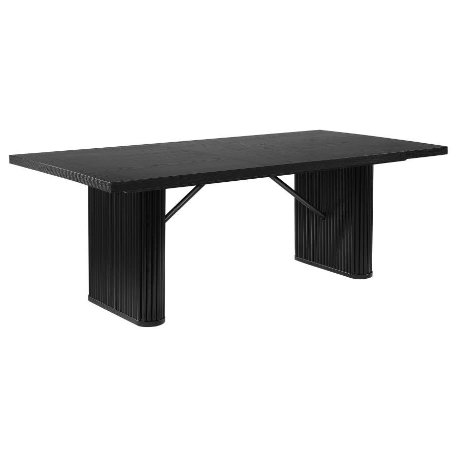 CATHERINE RECTANGULAR 84-INCH WOOD DINING TABLE BLACK