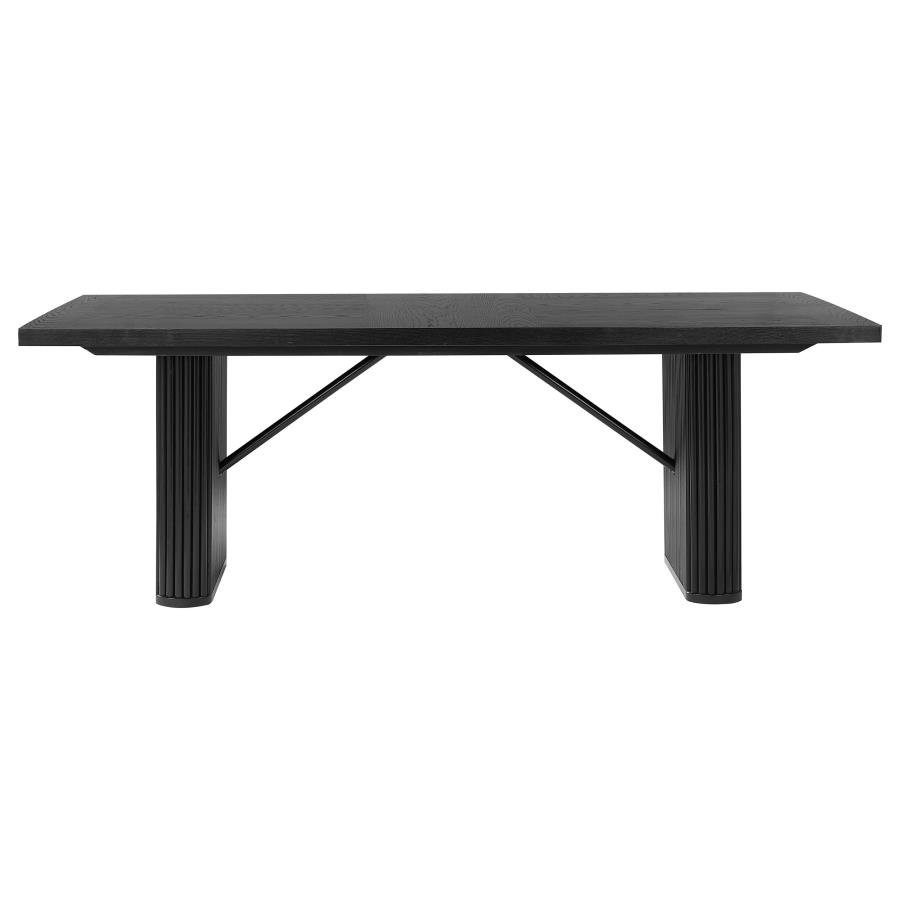 CATHERINE RECTANGULAR 84-INCH WOOD DINING TABLE BLACK - Image 3