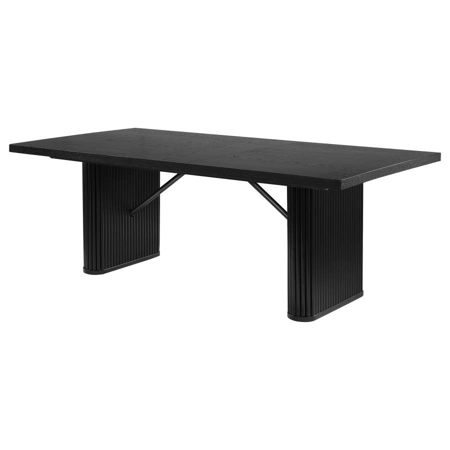 CATHERINE RECTANGULAR 84-INCH WOOD DINING TABLE BLACK - Image 4