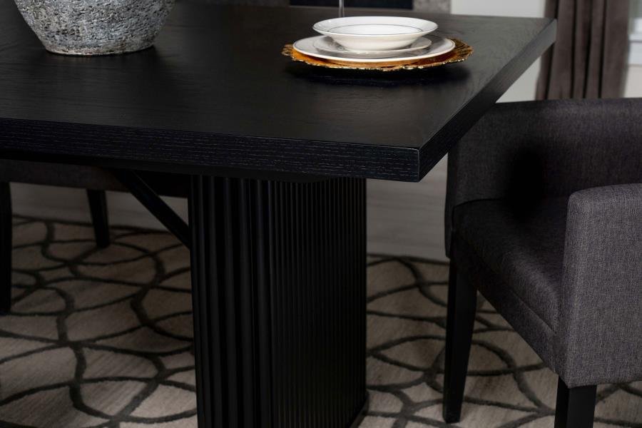 CATHERINE RECTANGULAR 84-INCH WOOD DINING TABLE BLACK - Image 8