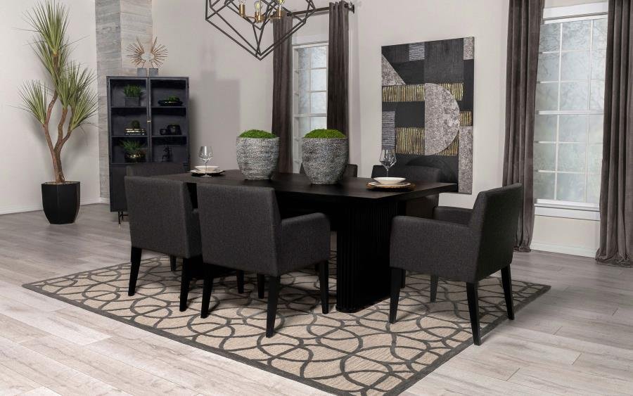 CATHERINE RECTANGULAR 84-INCH WOOD DINING TABLE BLACK - Image 10
