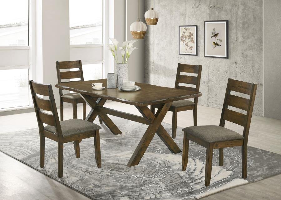 ALSTON 5-PIECE RECTANGULAR DINING TABLE SET KNOTTY NUTMEG
