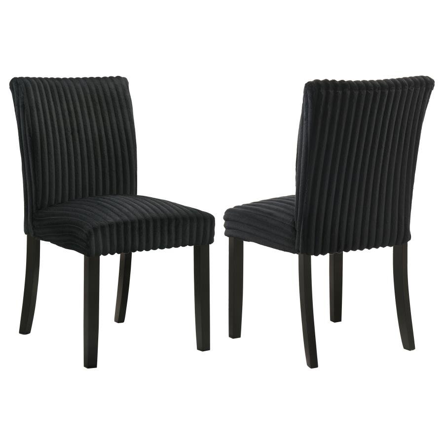 DERMOTT UPHOLSTERED PARSON DINING SIDE CHAIR BLACK (SET OF 2)