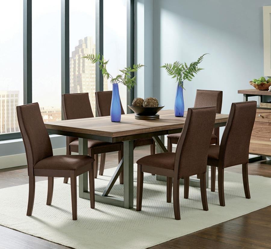 SPRING CREEK 7-PIECE RECTANGULAR DINING TABLE SET CHOCOLATE