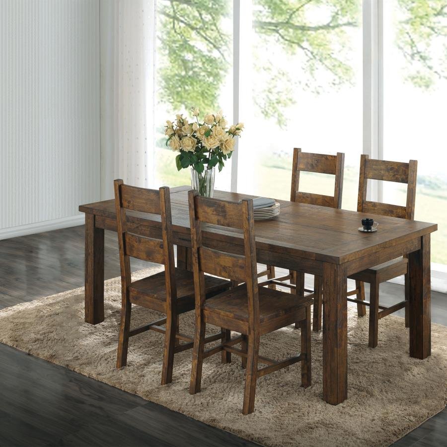 COLEMAN 5-PIECE RECTANGULAR DINING SET RUSTIC GOLDEN BROWN