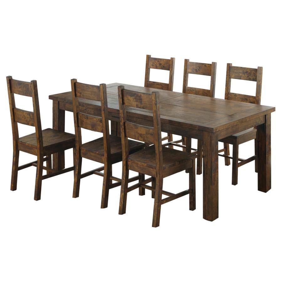 COLEMAN 7-PIECE RECTANGULAR DINING SET RUSTIC GOLDEN BROWN - Image 2