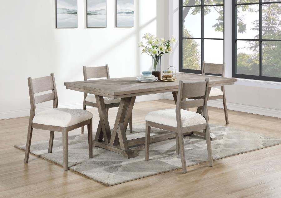 CORNELIA 5-PIECE RECTANGULAR DINING TABLE SET COASTAL GREY