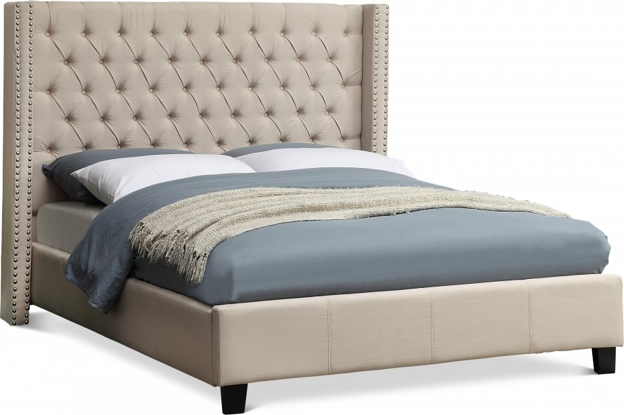 Ashton Linen Textured Fabric Upholstered Bed