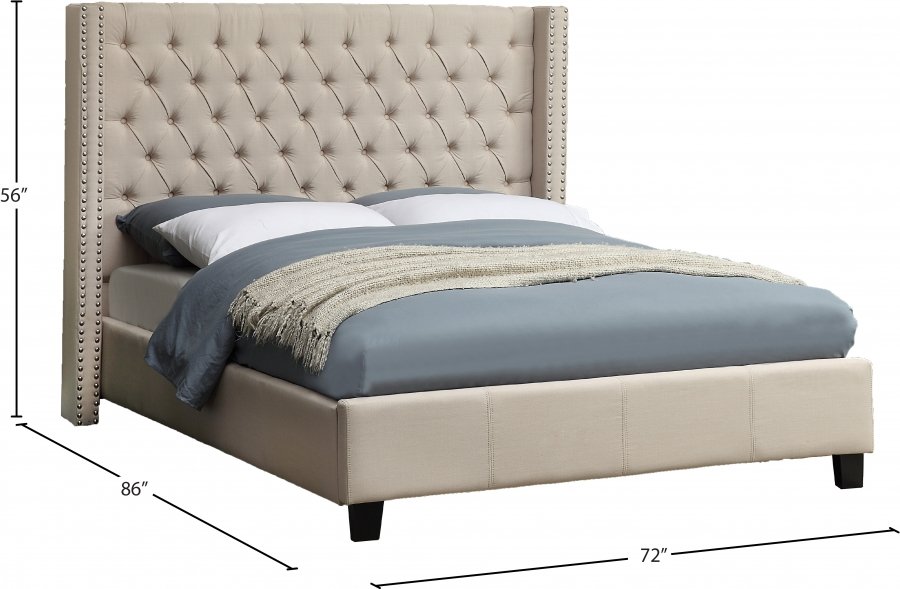 Ashton Linen Textured Fabric Upholstered Bed - Image 3