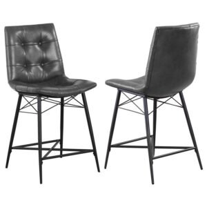 AIKEN UPHOLSTERED TUFTED COUNTER CHAIR CHARCOAL (SET OF 2)