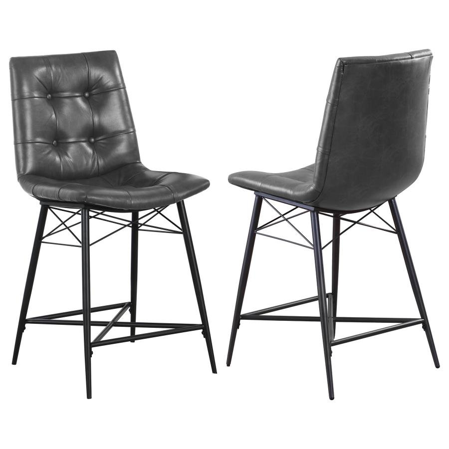 AIKEN UPHOLSTERED TUFTED COUNTER CHAIR CHARCOAL (SET OF 2)