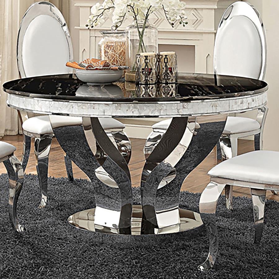ANCHORAGE ROUND 51-INCH GLASS TOP DINING TABLE CHROME - Image 2