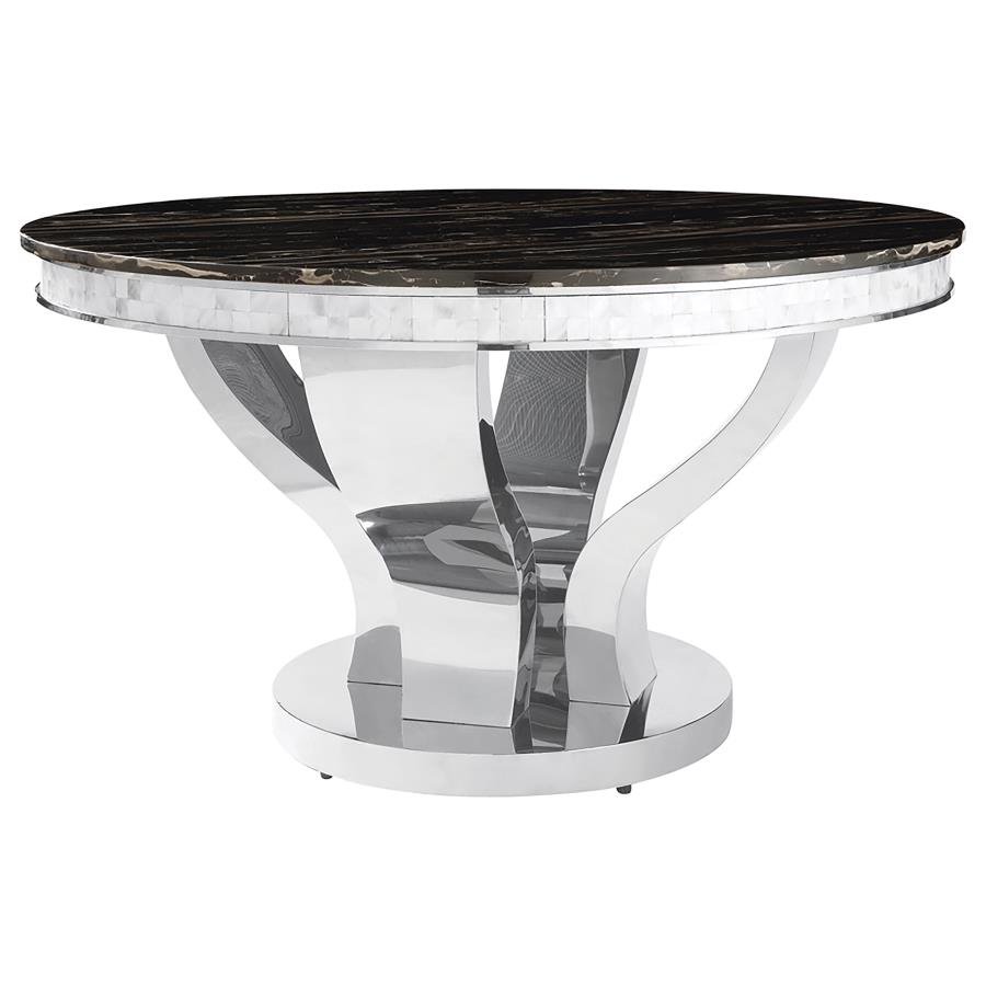 ANCHORAGE ROUND 51-INCH GLASS TOP DINING TABLE CHROME