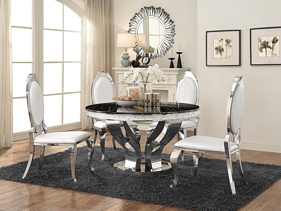 ANCHORAGE ROUND 51-INCH GLASS TOP DINING TABLE CHROME - Image 4