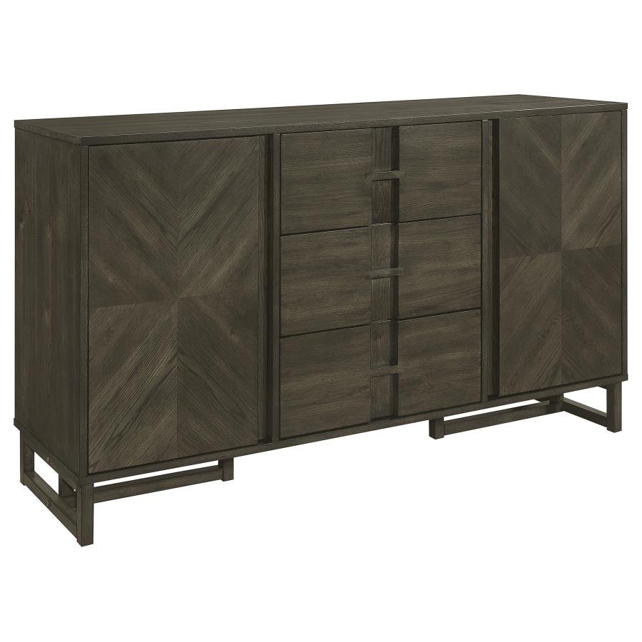 KELLY 3-DRAWER STORAGE DINING SIDEBOARD BUFFET DARK GREY