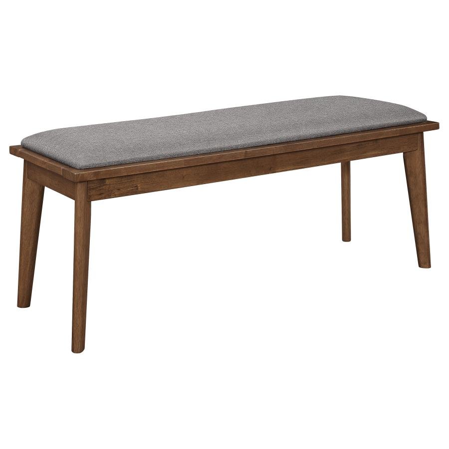 ALFREDO UPHOLSTERED DINING BENCH GREY AND NATURAL WALNUT
