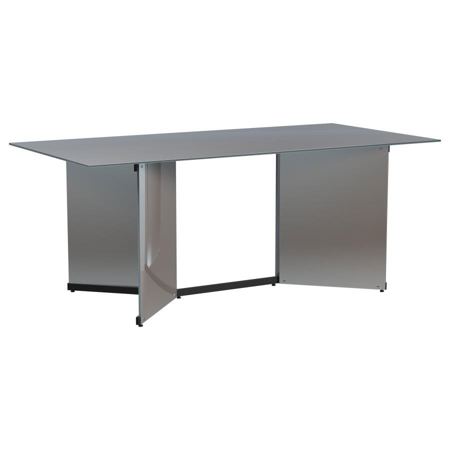 EMERY 76-INCH RECTANGULAR MIRRORED DINING TABLE SILVER