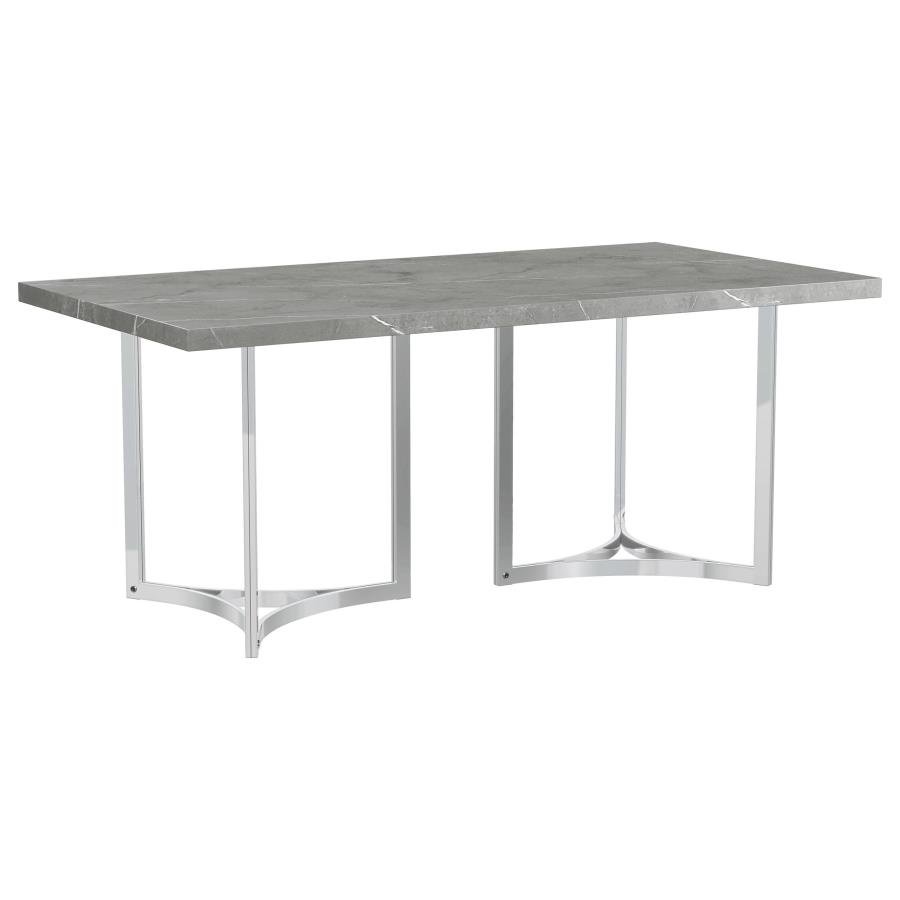 STERLING 72-INCH RECTANGULAR DINING TABLE GREY FAUX MARBLE