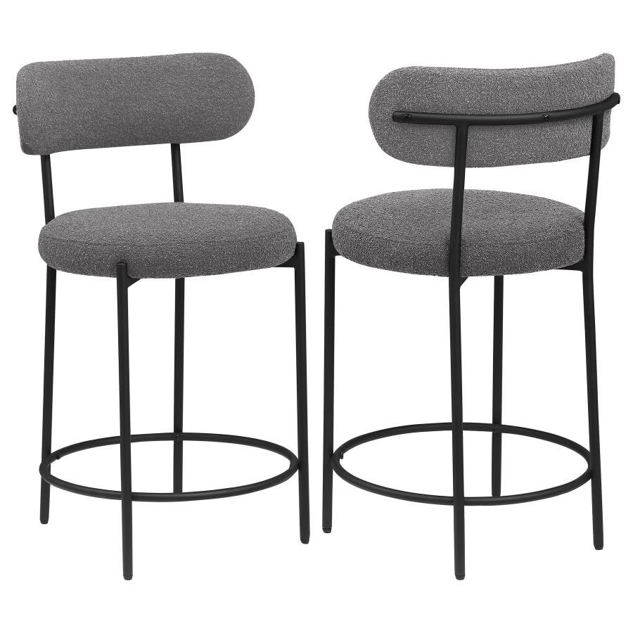 VIOLA BOUCLE UPHOLSTERED COUNTER CHAIR GREY (SET OF 2)