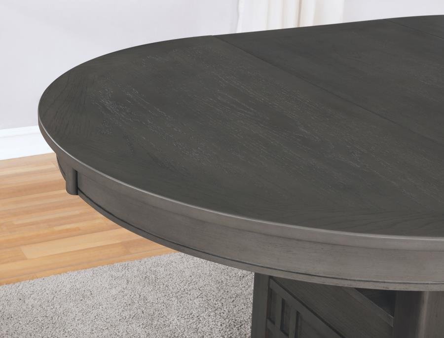 LAVON 5-PIECE OVAL EXTENSION LEAF DINING SET MEDIUM GREY - Image 7