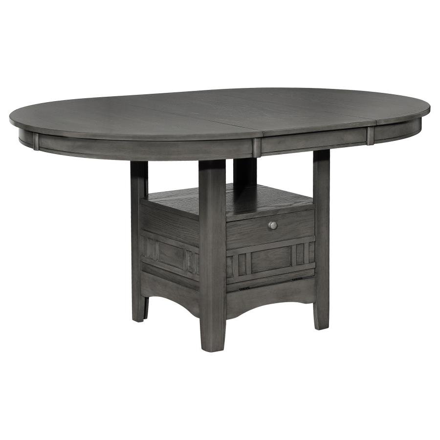 LAVON OVAL 60-INCH WOOD EXTENSION LEAF DINING TABLE MEDIUM GREY
