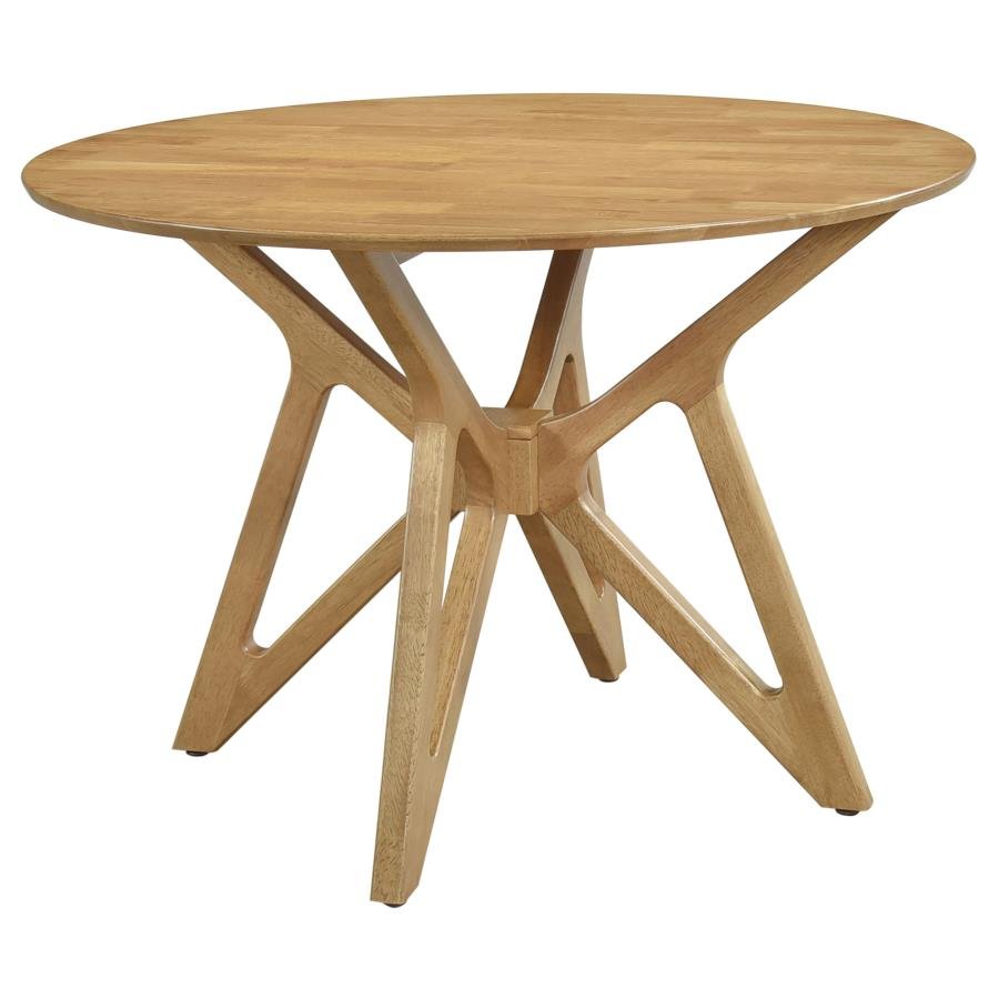 ELOWEN ROUND 42-INCH SOLID WOOD DINING TABLE LIGHT WALNUT