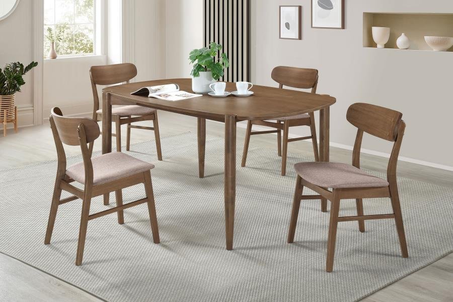 DORTCH 5-PIECE OVAL SOLID WOOD DINING SET WALNUT